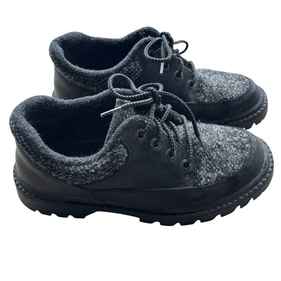 CATER Italy Black Leather 100% Virgin Wool Chunky Lug Sole Oxfords 7M 39 - Picture 1 of 14